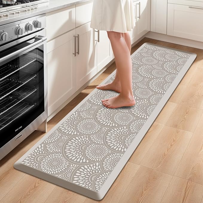 Mattitude Kitchen Mat, 17.3x60in Heavy Duty Ergonomic Comfort Foam Standing Desk Mat, Waterproof Non-Slip Standing Mats and Rugs for Kitchen, Office, Laundry, Khaki