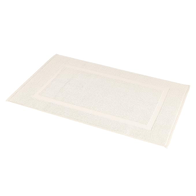 Amazon Basics Banded Bathroom Bath Rug Mat, Machine Washable, Super Absorbent, 100% Cotton, 20" W x 31" L, Cream