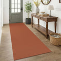 KOZYFLY Orange 3x7 Washable Kitchen Runner Rug, Non Slip Wide Runners for Hallway, Cotton Entryway Runner, Braided Floor Carpet for Entry, Kitchen, Bedside, Hall, Burnt Orange/Tan