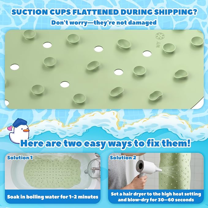UNEEDE Kids Bathtub Mat with 17PCS Non Slip Bathtub Stickers, Non Slip Shower Mat for Toddlers, Washable Anti Slip Tub Surface, Soft Rubber Mat for Bath tub Shower, Waterproof Bathtub Essentials