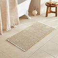 TYUU Waffle Bath Mat, Boho Bathroom Rugs Non Slip Washable Super Absorbent Quick Dry Bath Mat Farmhouse Bathroom Decor, 48"x24" Khaki and White