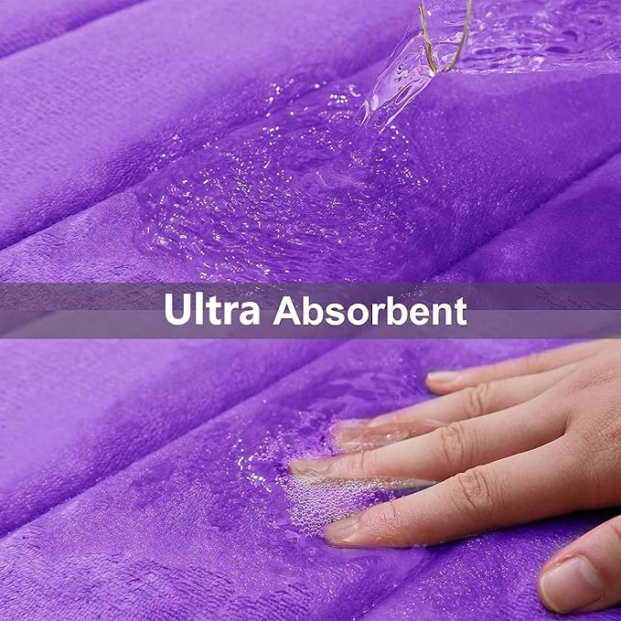 Buganda Memory Foam Bath Mat, 24" x 16", Ultra Soft and Non-Slip Bathroom Rugs, Water Absorbent and Machine Washable Bath Rug for Bathroom, Shower, and Tub, Purple