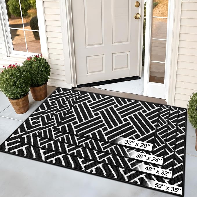 OLANLY Indoor Door Mat, 40x32 Inch, Dirt Resistant and Absorbent, Non-Slip Rubber Backing Floor Mats, Easy Clean Low-Profile Doormat for Entryway, Front Door, and Inside Entrance, Deep Black