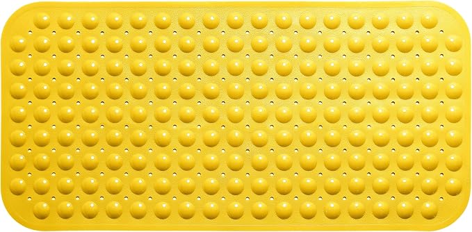 Large Non-Slip Bathtub & Shower Mat 31”x16” (Smooth/Non-Textured Tubs Only) Safe, Clean, Machine-Washable, Superior Grip&Drainage, Vinyl, Opaque Yellow