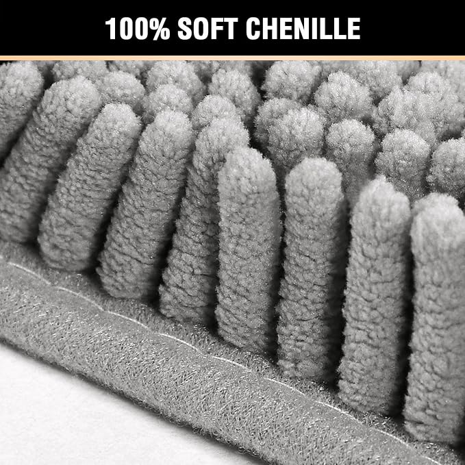 H.VERSAILTEX Chenille Bath Mat Thick Soft Absorbent for Bathroom, Microfiber Dries Quickly, Shaggy Washable Plush Durable Rug, Bathtub and Shower Floor, 24x17, Grey