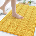 Grandaily Chenille Striped Bathroom Rugs 59x20, Extra Thick and Soft Absorbent Bath Mats, Rubber Backing, Plush Shaggy Shower Carpet, Machine Wash Dry, Bath Rug for Bathroom, Light Yellow