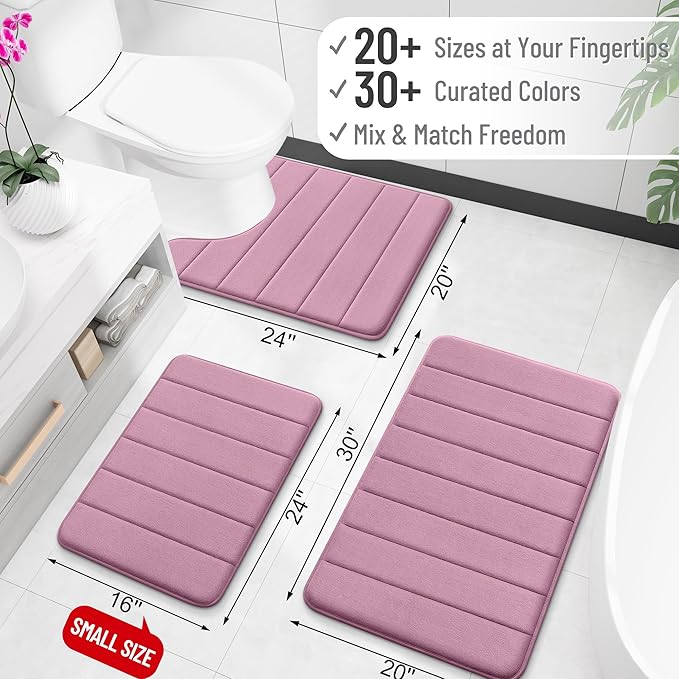 OLANLY Memory Foam Long Bathroom Rugs Runner 47x17, Super Soft Absorbent Bath Mat, Quick Dry, Machine Washable Shower Floor Rugs, Bathmat Carpet, Bathroom Home Decor Accessories, Deep Plum