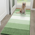 Kitinjoy Indoor Outdoor Door Mat, 59x24 Non-Slip Absorbent Dirt Trapper, Low-Profile Washable Inside Entrance Front Floor Mat, Sturdy Soft Entry Dotted Ombre Doormats for Entryway, Sage Green
