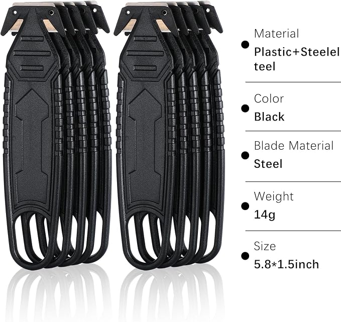 Therwen 30 Pcs Safety Box Cutter Knife of Stainless Steel Concealed Blade Package Opener with Tape Splitter for Carton Cardboard Wrap Letter Work Bag Straps Film Utility Tool (Black)