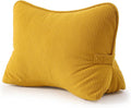 Pat. Pend. Corduroy Reading Back Pillow with Lumbar Support, Triangle Backrest Cushion for Bed Sitting & Relaxing, Support Pillow for Sofa or Headboard, Bright Yellow