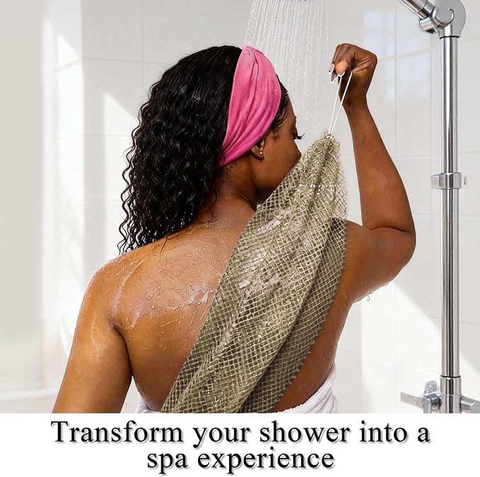 SubSahara Authentic African Net Sponge - 3 Pack Exfoliating Bath & Shower Loofah Sponge for Body & Face, Gentle Scrubber for All Skin Types, Travel, Durable