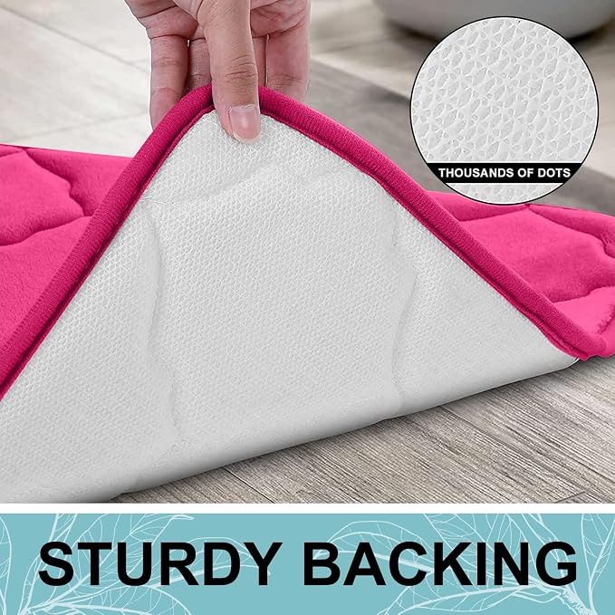 OLANLY Memory Foam Bath Mat Rug 70x24, Ultra Soft and Absorbent Bathroom Rugs, Non-Slip, Comfortable, Machine Washable Bath Carpet for Bathroom Floor, Tub, Shower and Home Decor Accessories, Deep Pink