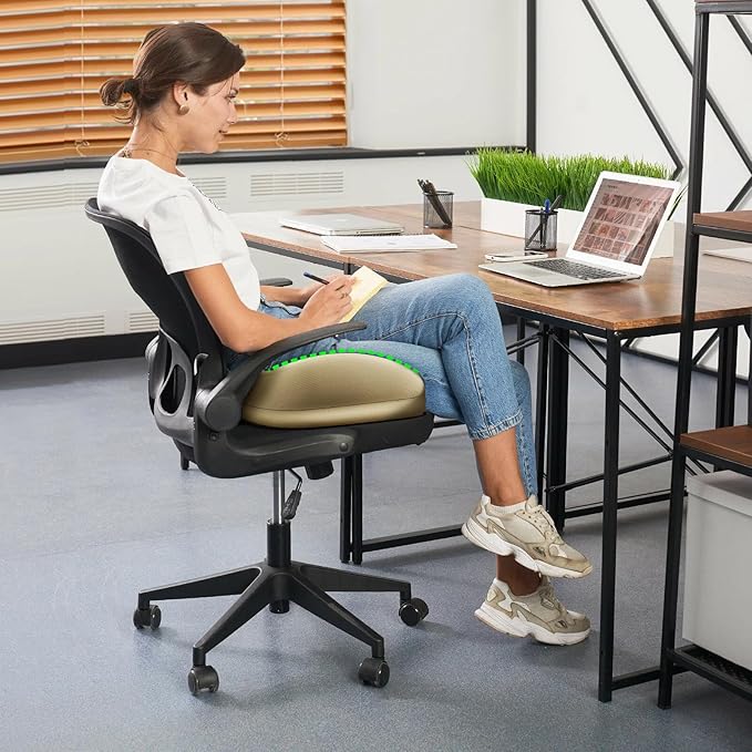 Benazcap Large Seat Cushion for Office Chair, Memory Foam, Beige
