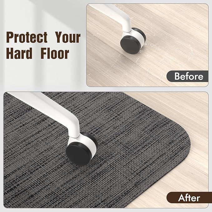 Blvornl Office Chair Mat for Hardwood Floor and Low Pile Carpet, 36"x 48" Desk Chair Mat for Hard Wood, Anti-Slip Hard Floor Protector Rolling Chair Mats, PVC Mat Desk Rug for Home, Black