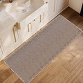 ZALL Tan Waffle Bath Mat,Super Absorbent Non Slip Long Bathroom Runner Rug,Brown 24X60inch,Machine Washable Ultra Soft Floor Mats