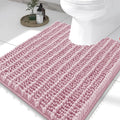 Smiry Bathroom Toilet Rugs U Shaped 24x20, Extra Soft Absorbent Non Slip Rubber Backing Chenille Contour Bath Rugs for Toilet, Machine Washable Contoured Bath Mats, Dusty Rose