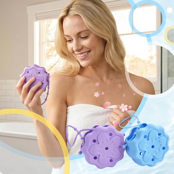 2 Packs Shower Steamer Tray, Silicone Soap Dish Holder, Hangable and Reusable Shower Steamer Holder/Hanger, Bath Bombs Shower Accessory, Aromatherapy Diffuser Containers, Purple and Blue