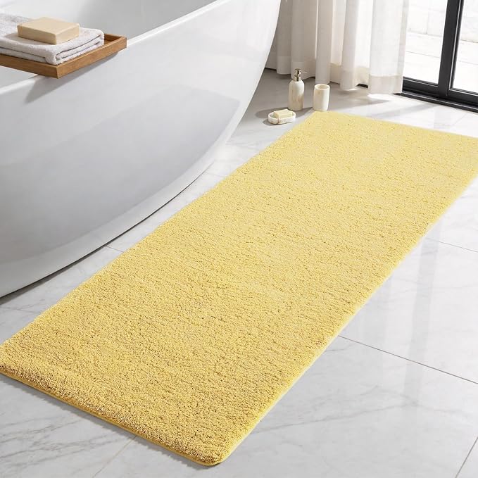 TYUU Bathroom Runner Rug, Ultra Soft Long Bath Mat Super Absorbent Quick Dry Bathroom Runner Rugs 24 x 72 Non Slip Washable, Yellow 24" x 72"