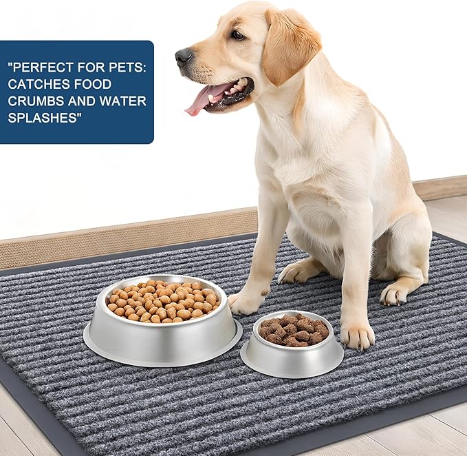 OLANLY Front Door Mat Indoor Outdoor Entrance, 2-Pack 59 x 23 Inch, Waterproof Heavy Duty Doormat, Fade Resistant, Low Profile, Easy Clean Patio Porch Welcome Floor Mats for Entry, Light Gray