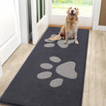 Smiry Dog Door Mat for Muddy Paws, Absorbs Moisture and Dirt, Low-Profile Entryway Mat with Non-Slip Backing, Entry Indoor Outdoor Doormat for Inside Floor (59x20 Inches, Dark Grey, Paw)