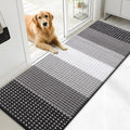 Kitinjoy Indoor Outdoor Door Mat, 71x24 Non-Slip Absorbent Dirt Trapper, Low-Profile Washable Inside Entrance Front Floor Mat, Sturdy Soft Entry Dotted Ombre Doormats for Entryway, Grey