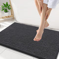 Smiry Luxury Chenille Bathroom Rugs 34x21, Extra Soft and Absorbent Shaggy Bath Mat, Machine Washable, Non-Slip Plush Carpet Runner for Tub, Shower, and Floor, Home Decor Accessories, Charcoal Grey