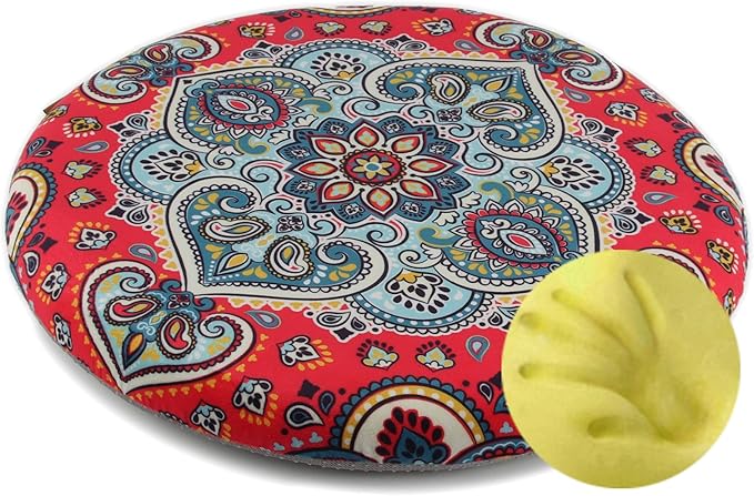 Sigmat Memory Foam Seat Cushion Anti-Slip Soft Round Chair Pad 18 Inch Floral