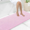 Smiry Luxury Chenille Bathroom Rugs 59x20, Extra Soft and Absorbent Shaggy Bath Mat, Machine Washable, Non-Slip Plush Carpet Runner for Tub, Shower, and Floor, Home Decor Accessories, Pink
