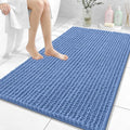 OLANLY Bathroom Rug Mat 44x32, Thick Soft and Absorbent Chenille Bath Mat, Non-Slip Rubber Backing, Machine Washable Quick Dry Bath Rugs for Tub Shower Floor, Home Decor Accessories, Cornflower Blue