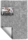 Hearth & Harbor Bathroom Rugs, Chenille Bath Mat - Machine Washable Bath Mats for Bathroom Non-Slip Backing Rubber, Quick Dry Bathroom Mat - Silver 24x36