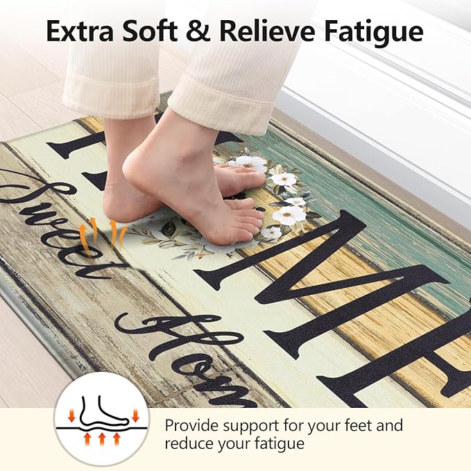 Yamaziot Anti Fatigue Kitchen Rug Set of 3, Non-Slip Waterproof Farmhouse Cushioned Comfort Standing Floor Mat for Kitchen, Office, Sink, Laundry