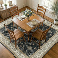 RELEANY Area Rugs Square 7ft Washable Non-Slip, Floral Vintage Distress Medallion Carpet for Living Room Bedroom Dining Room, Vintage Black Brown Neutral