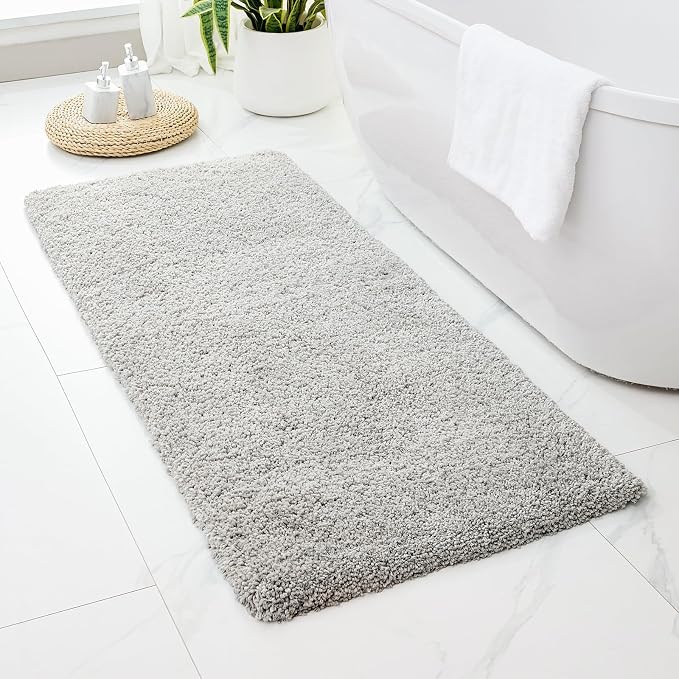 Disolla Grey Bathrom Runner Rug 24x59 - Large Soft Plush Bath Mat, Thick Long Non-Slip Shaggy Floor Mat, Ultra-Absorbent for Master Bathroom Bedroom