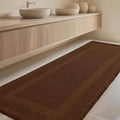 Extra Large Waffle Bath Mat, Boho Woven Modern Bath Rug Absorbent Non Slip, Ultra Soft Bathroom Mats, Machine Washable Knit Bath Rugs with Tassels for Bathroom, Bedroom, Kitchen, Shower, 6'x2', Brown
