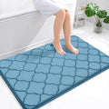 OLANLY Memory Foam Bath Mat Rug 47x32, Ultra Soft and Absorbent Bathroom Rugs, Non-Slip, Comfortable, Machine Washable Bath Carpet for Bathroom Floor, Tub, Shower and Home Decor Accessories, Blue