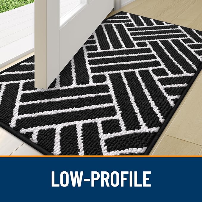 OLANLY Indoor Door Mat, 40x32 Inch, Dirt Resistant and Absorbent, Non-Slip Rubber Backing Floor Mats, Easy Clean Low-Profile Doormat for Entryway, Front Door, and Inside Entrance, Deep Black