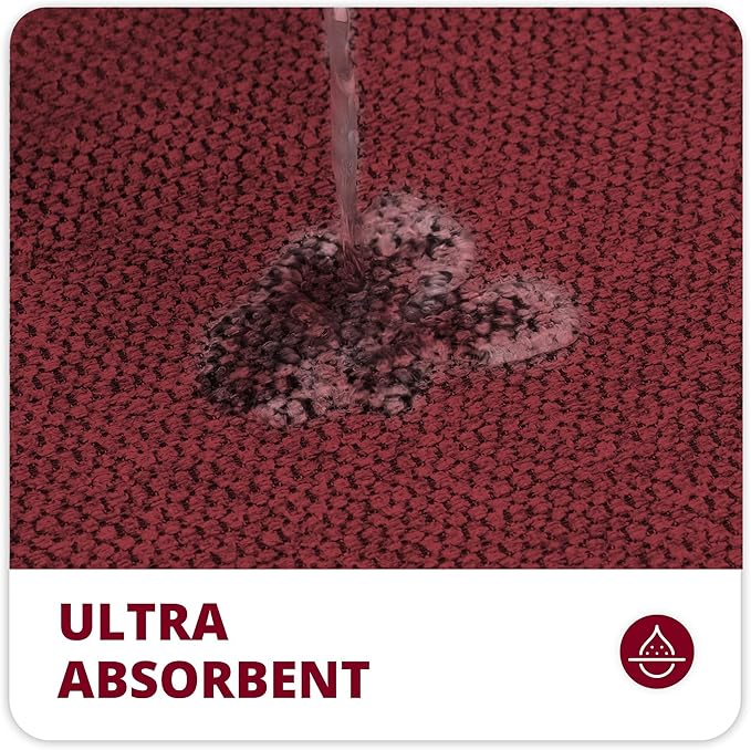 Bath Mat,Ultra Thin Bathroom Rugs,Rubber Bath Mats for Bathroom,No Slip Bath Rugs,Quick Dry,Machine Washable,Low Pile,Absorbent,Shower Outside,Sink,Home Decor Accessories.Red,1'5"x2'3"+1'8"x2" U Shape
