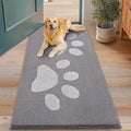 Smiry Dog Door Mat for Muddy Paws, Absorbs Moisture and Dirt, Low-Profile Entryway Mat with Non-Slip Backing, Entry Indoor Outdoor Doormat for Inside Floor (48x30 Inches, Light Grey, Paw)