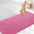 Smiry Luxury Chenille Bathroom Rugs 44x24, Extra Soft and Absorbent Shaggy Bath Mat, Machine Washable, Non-Slip Plush Carpet Runner for Tub, Shower, and Floor, Home Decor Accessories, Hot Pink
