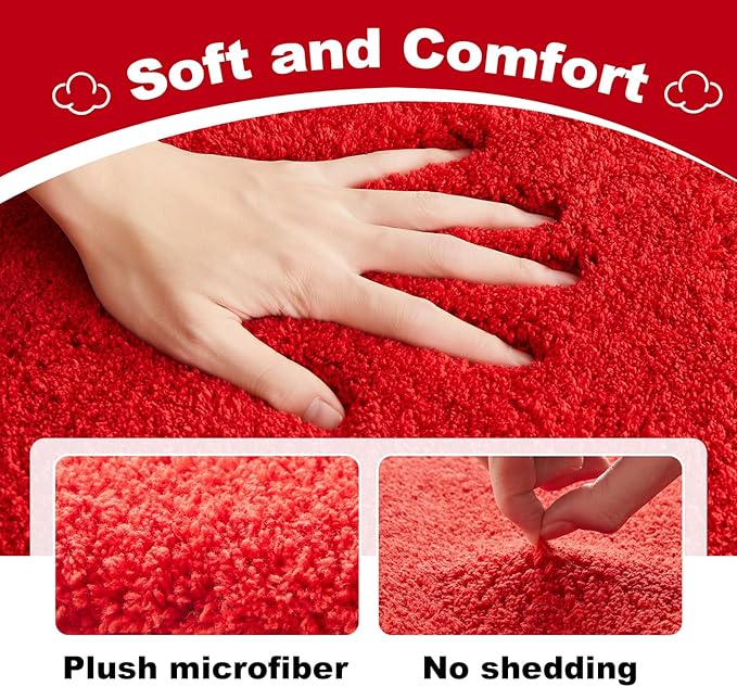 TYUU Bathroom Runner Rug, Ultra Soft Long Bath Mat Machine Washable Super Absorbent Quick Dry Bathroom Runner Rugs 24 x 60 Non Slip, Red 24" x 60"