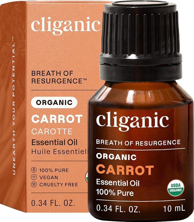 Cliganic Carrot Seed Essential Oil, 100% Pure Natural for Aromatherapy | Non-GMO Verified