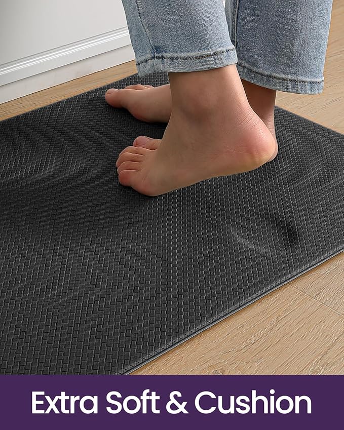 DEXI Kitchen Floor Mats Cushioned Anti Fatigue,2x9 Standing Runner Rug Waterproof, Comfort Memory Foam Padded for Front Sink Laundry, Black