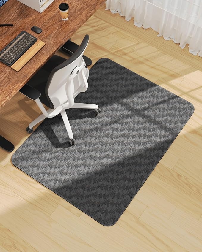 Blvornl Large Office Chair Mat for Hardwood Floor, Rolling Chair Mat for Hard Wood, Large Anti-Slip Hard Floor Protector, Heavy Duty Computer Desk Rug for Office and Home 35.4"*47.2" Dark Grey