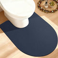 ACCUMTEK Non Slip Bath Mat, Thin Bathroom Rugs Fit Under Door, Quick Dry Bath Mats, Machine Washable Bath Rugs for Bathroom, Bathtub & Kitchen, Dark Blue/Solid/U-Shaped 24"x20"