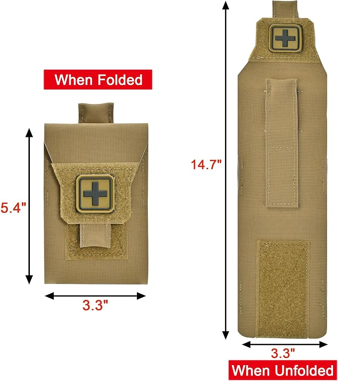 Mini IFAK Pouch, Compact Empty First Aid Organizer with Elastic Loops and Pull Tab, Portable EDC Micro Trauma Pouch for Pocket Backpack and Outdoor Carry