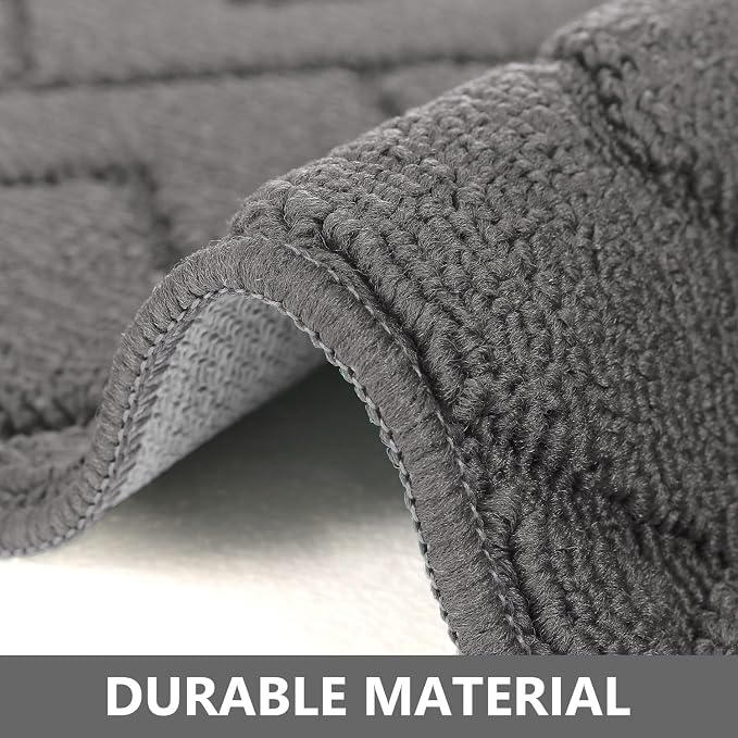 hicorfe Kitchen Runner Rugs and Mats Sets,2 Pieces Absorbent Non-Slip Kitchen Rug,Comfort Kitchen Mat for Floor,Washable for Kitchen,Hallway,Office,Sink,Laundry(20"x59"+20"x48",Grey)