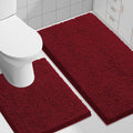 Smiry Bathroom Rugs Set 2 Piece, Soft Absorbent Chenille Bath Mat and U-Shaped Toilet Rug Set, Non Slip Shaggy Bath Carpet for Tub, Shower and Floor (30x20+24x20, Red)