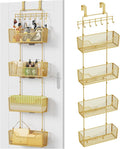 HapiRm Over The Door Organizer - Hanging Door Organizer with 4 Metal Large Capacity Baskets and Adjustable Coat Hook for Bathroom Bedroom Kitchen Pantry Closet Cabinet