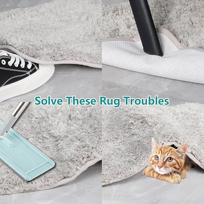 Large Size Grippers, Non Slip Washable Rug Tape Grip Carpet Corner, Hook and Loop Pads Non Curl Reusable Stoppers Keep Your Area Rug Flat on Hardwood Floors and Tiles (32)