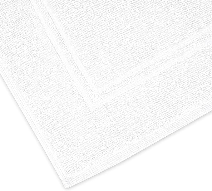 Tens Towels Pack of 2 Bath Mats 100% Cotton, 20 x 32 Inches, Super Absorbent, Hotel Quality Premium Floor Towels, Luxurious, Soft & Quick Dry, Not a Bathroom Rug, White